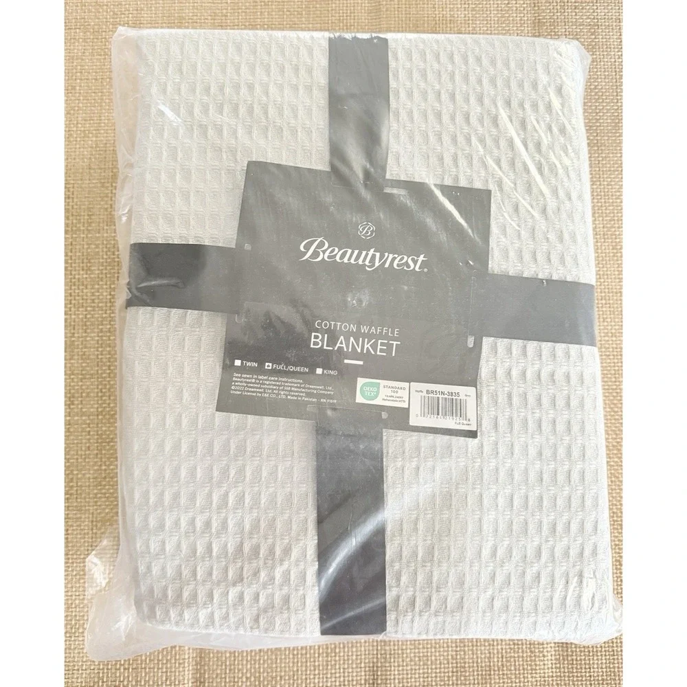 Beautyrest Waffle Weave Blanket Full/Queen Gray Textured‎ Coverlet Comforter NWT